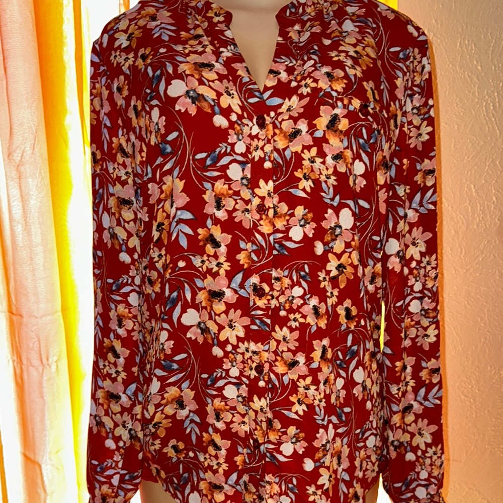 Floral Red Women's Top